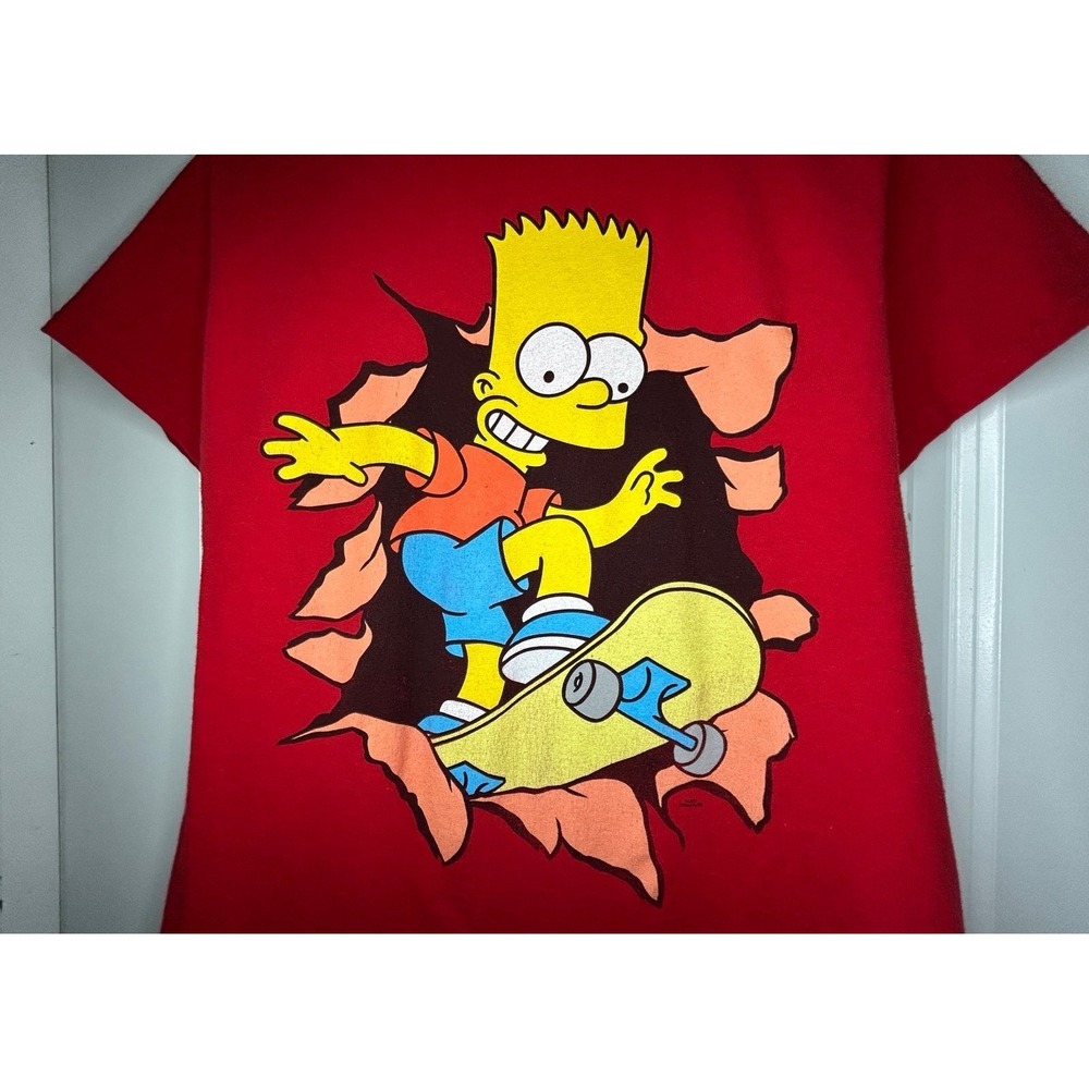 Bart Simpson Skateboarding‎ Breakthrough Big Graphic Red T-Shirt Sz Mens Medium